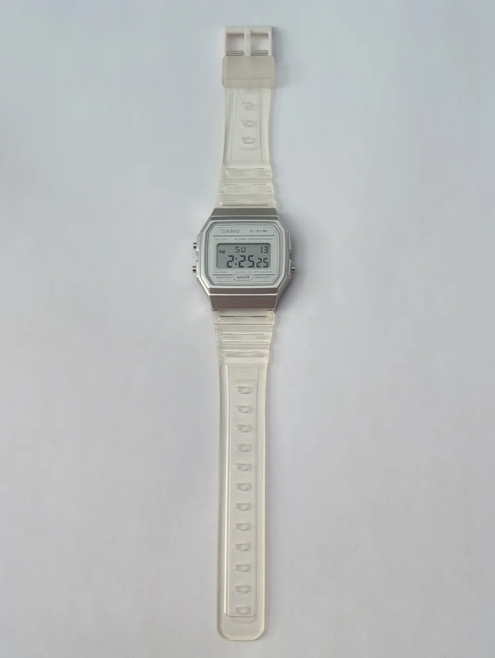 Casio F-91W Women's Digital Watch Silver Clear